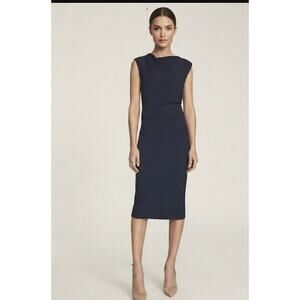Reiss Tasha Dress Navy Women's Small Size 0 Mid Length Business Casual